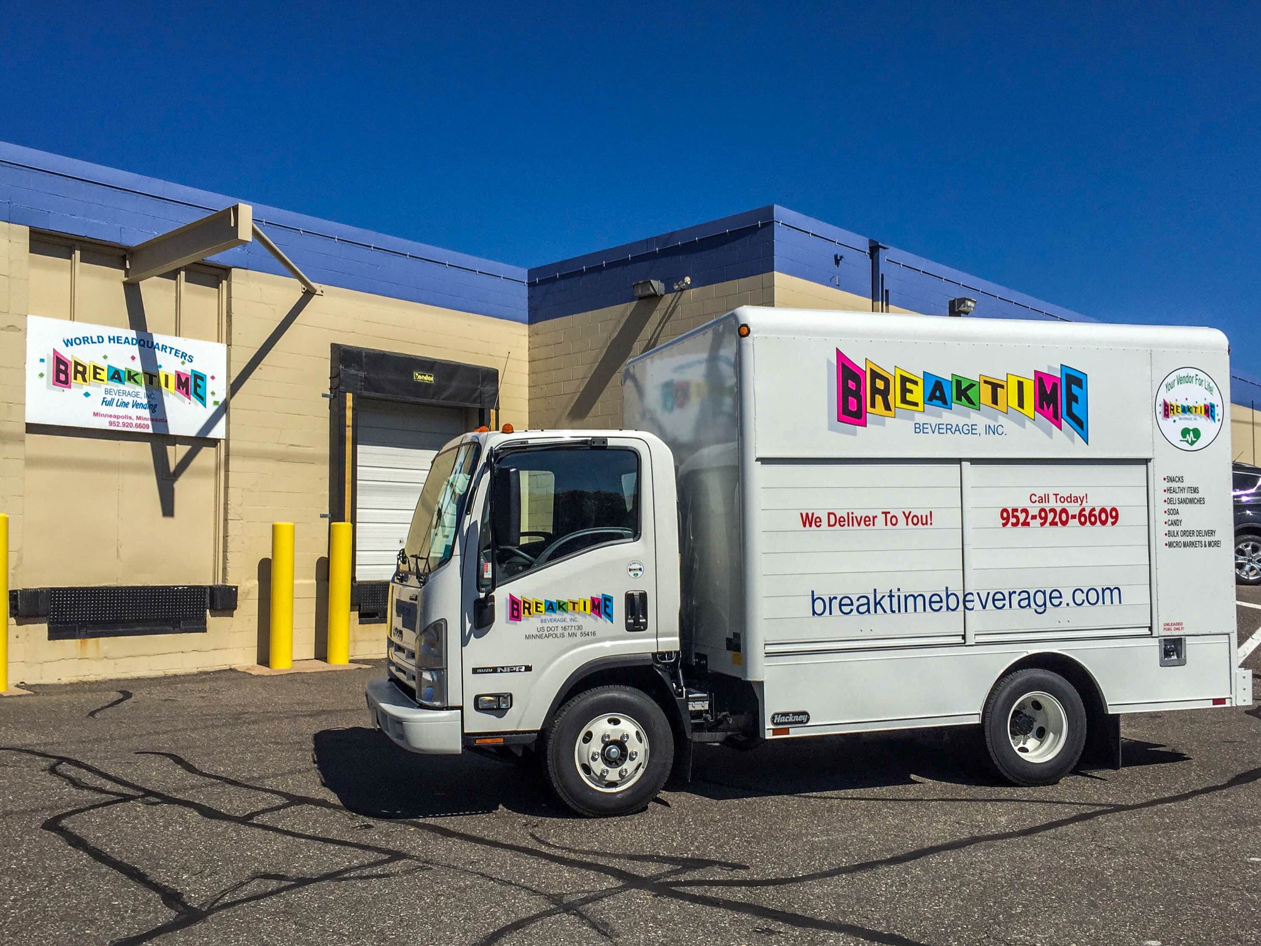 Breaktime Beverage delivery truck used to deliver product to various vending machines. 