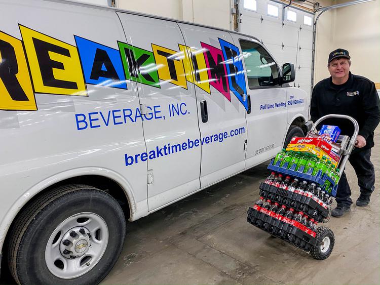 Breaktime Beverage delivering a bulk order to a customer.